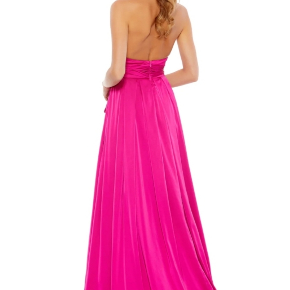NWT Mac duggal CHARMEUSE HALTER STRAP SOFT TIE WAIST GOWN  Size 6 - Picture 7 of 7